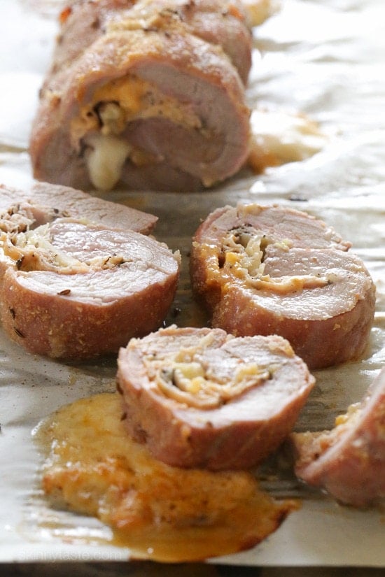 This Reuben Stuffed Pork Tenderloin is stuffed with all the elements of a classic Reuben sandwich – pastrami, sauerkraut, Thousand Island dressing and Swiss cheese!