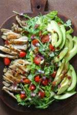 This hearty salad is HUGE – perfect when you want a big salad for dinner without the grains. It's also gluten-free, dairy-free, and grain-free.