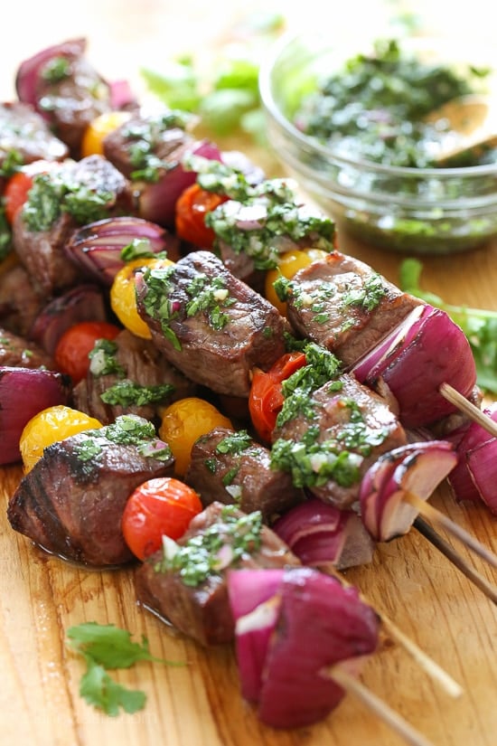 Steak Kebabs with Chimichurri