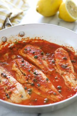 If you're lucky enough to get your hands on some fresh white fish such as Fluke, Flounder, Halibut, etc., this easy skillet recipe is a must. Takes less than 10 minutes to make and tastes so good!