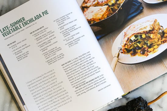 Late Summer Vegetable Enchilada Pie – A saucy, lasagna-like Mexican-American casserole layered with vegetables, tortillas, sauce and cheese.