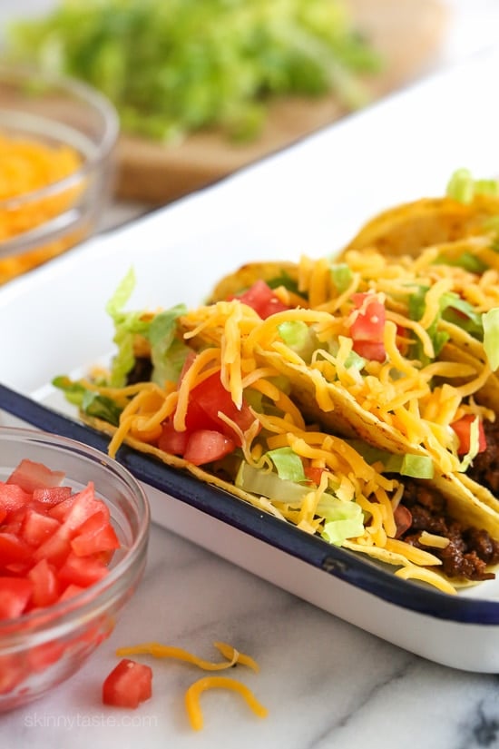 Made from scratch in the slow cooker using homemade taco seasoning, this makes enough meat for several nights so we usually have tacos one night and I'll use the rest of the meat for leftovers over tostadas, taco salads or to freeze for another night.
