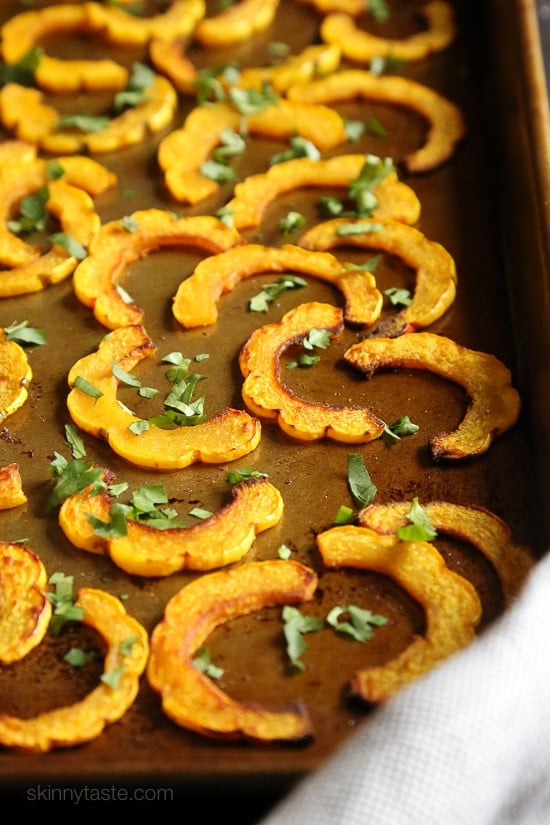 These are the perfect balance of savory and sweet, and fuss-free because you don’t have to peel the skin of the Delicate squash, so it’s pretty easy to prepare.