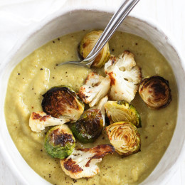 Creamy, dairy-free and dee-lish thanks to roasting the vegetables which adds so much flavor and depth! Topped with more roasted vegetables for texture, it's both filling yet light.