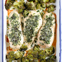 One Pan Parmesan-Crusted Chicken with Broccoli is so easy and tasty – and the best part, made all on one sheet pan which means easy clean up!