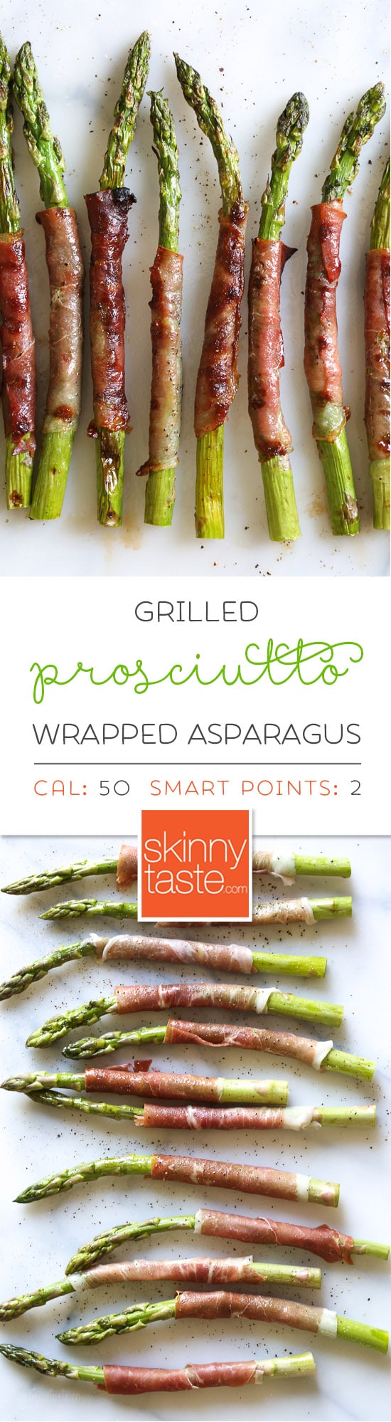 These Prosciutto Wrapped Asparagus, an easy 3-ingredient side dish, can be grilled outside or indoors if you have a grill pan. Perfect as a side dish, or as an appetizer (makes a great addition to your charcuterie platter!)