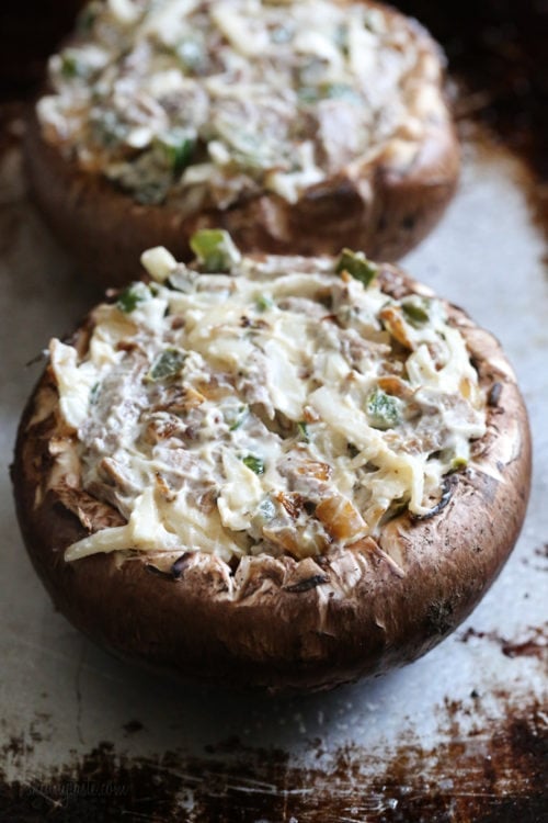 Philly Cheesesteak Stuffed Portobello Mushrooms