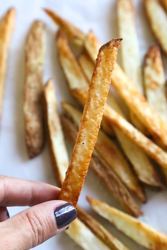 Crispy french fries made in the air-fryer, with just a small amount of oil!