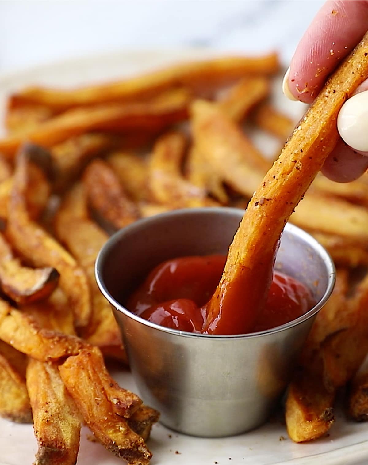 sweet potato fries with ketchip