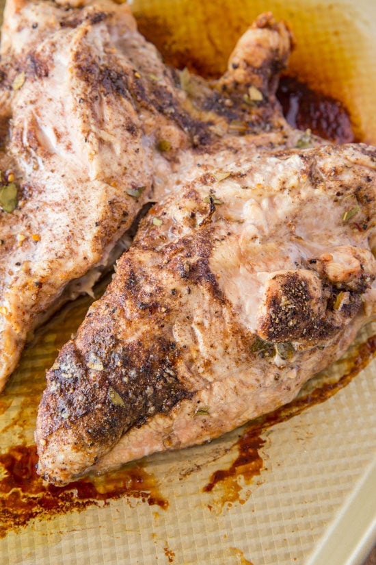 Leave the same old Corned Beef behind for this Corned Turkey and Cabbage Dinner made with all the same pickling spices and roasted vegetables. Roasted Turkey Breast on Baking Sheet