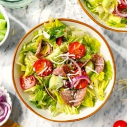 Two bowls of Italian chopped salad.
