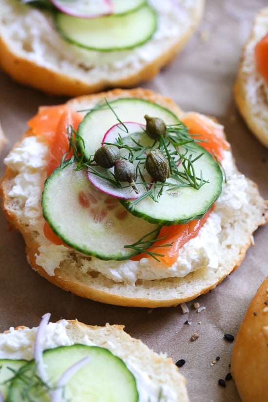 Setting up a bagel bar is the perfect fuss-free breakfast or brunch solution for easy entertaining!