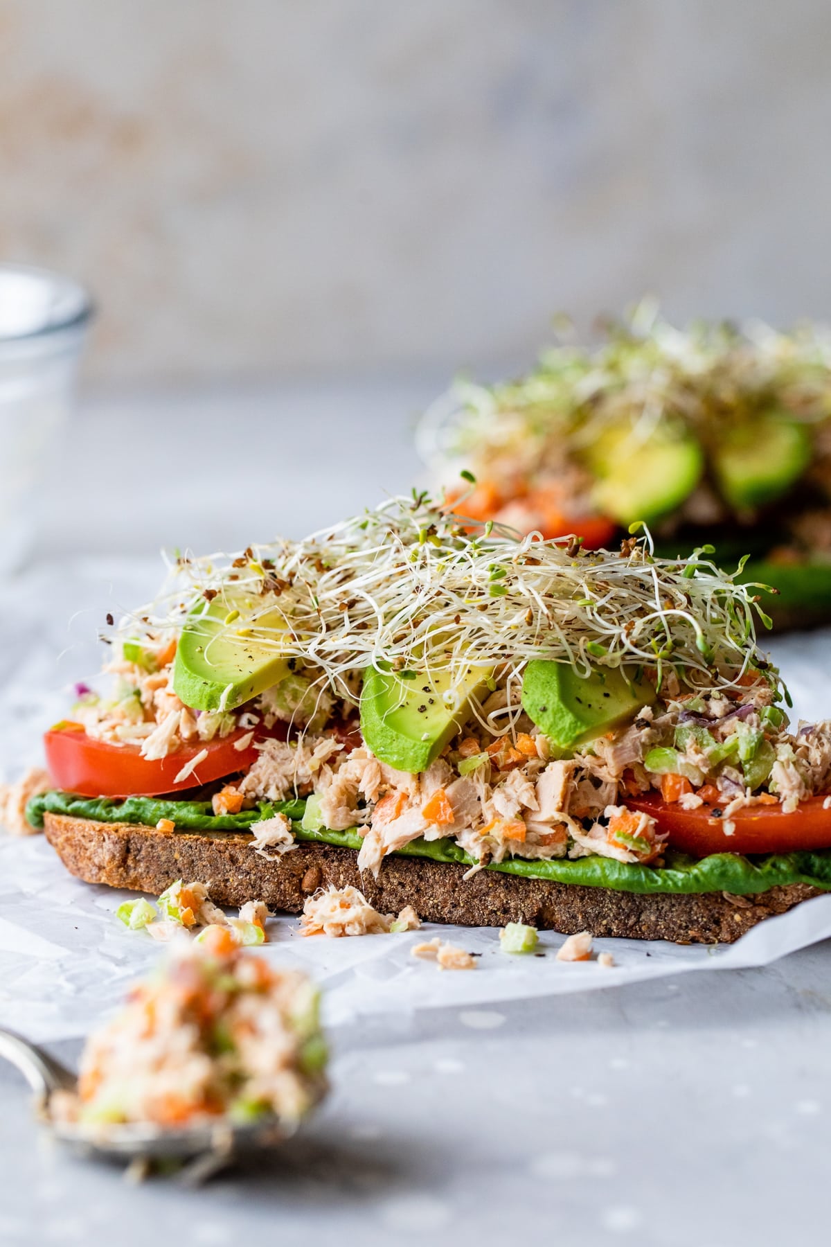 tuna salad sandwich with avocado