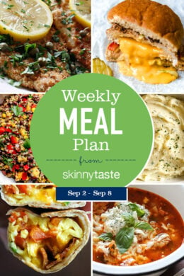 A free 7-day flexible weight loss meal plan including breakfast, lunch and dinner and a shopping list. All recipes include calories and Weight Watchers SmartPoints®.