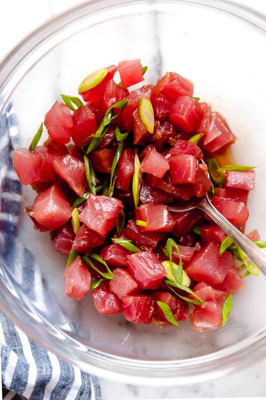 Sushi grade tuna to make poke.