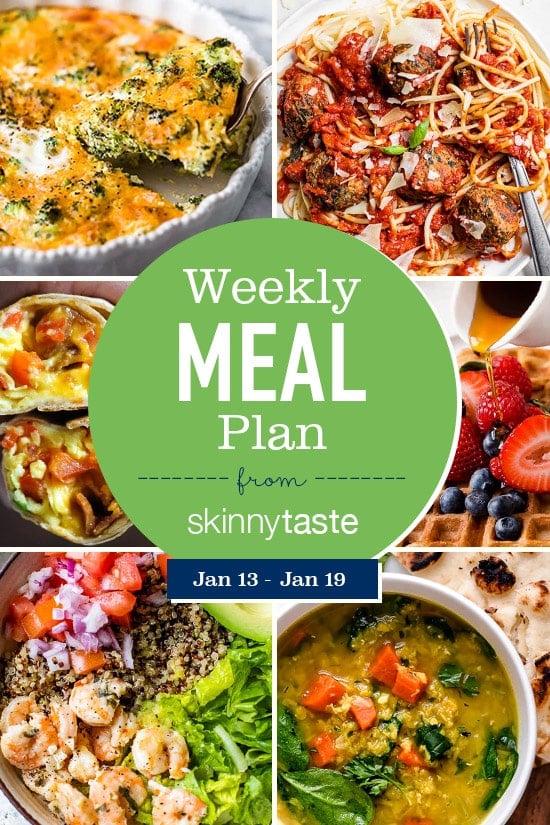 A free 7-day flexible weight loss meal plan including breakfast, lunch and dinner and a shopping list. All recipes include calories and updated WW Smart Points.