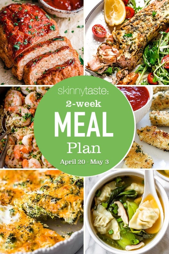 A free 14-day, flexible weight loss meal plan including breakfast, lunch and dinner and a shopping list. All recipes include calories and updated WW Smart Points.