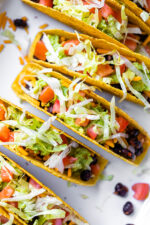 vegetarian black bean tacos in crispy shells