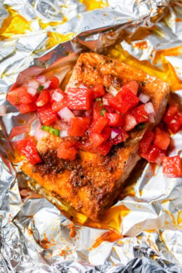 foil packet salmon with watermelon salsa