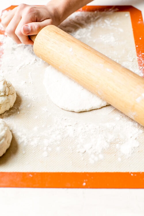 bagel dough rolled