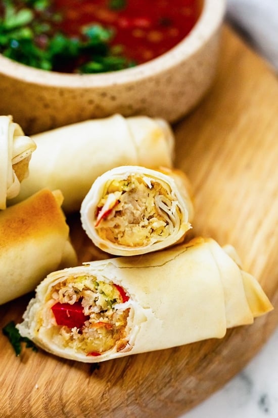 Breakfast Egg Rolls close up