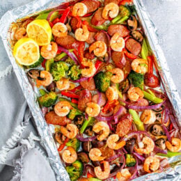 Shrimp and Andouille Sheet Pan Dinner