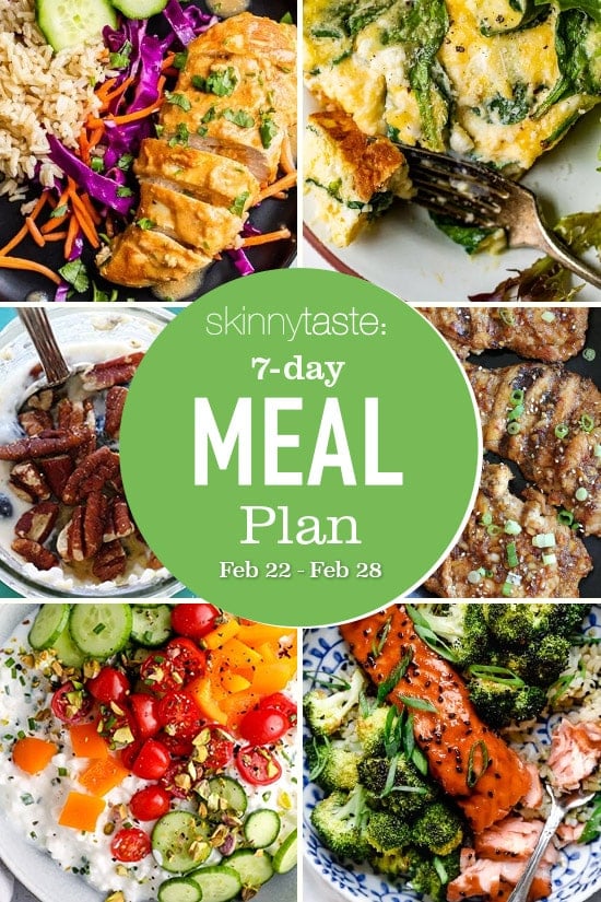 A free 7-day, flexible weight loss meal plan including breakfast, lunch and dinner and a shopping list. All recipes include calories and updated WW Smart Points.