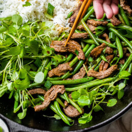 Beef Negimaki Stir Fry with Green Beans