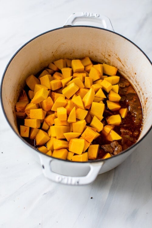 pumpkin added to stew