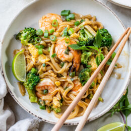 Drunken Style Noodles on a plate with chopsticks