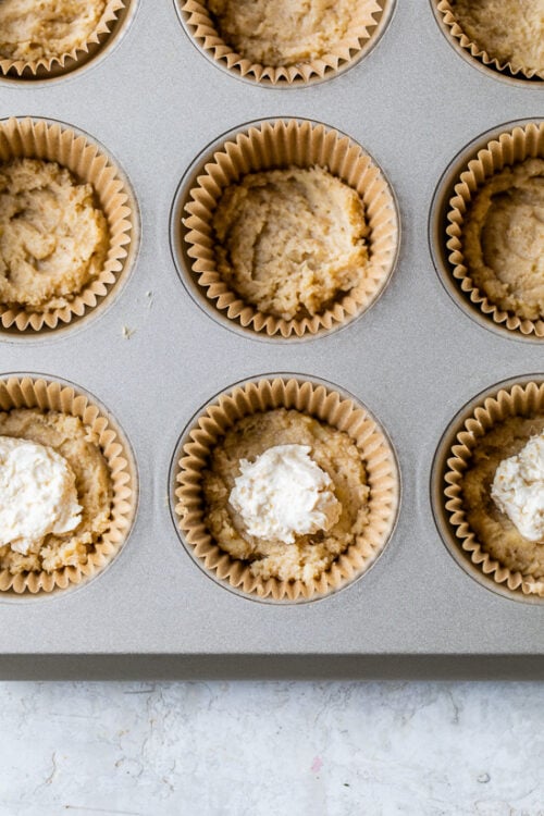 Almond Flour Banana Cream Cheese Muffins