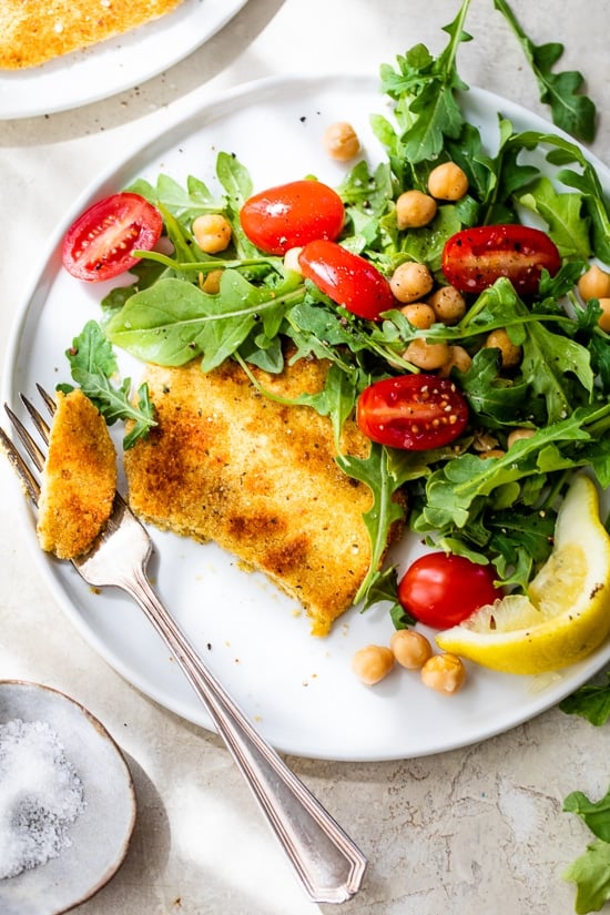 Chickpea Milanese with Arugula