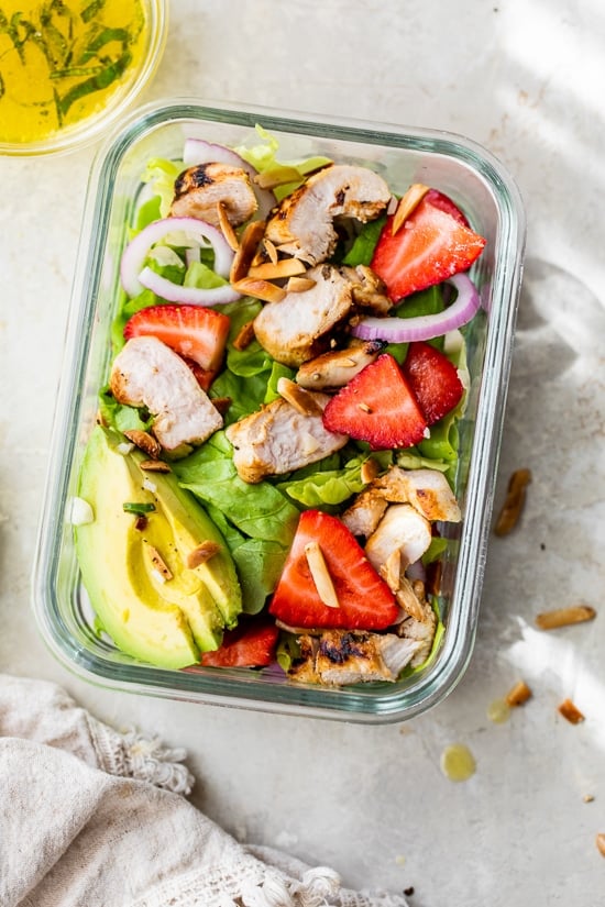 meal prep grilled chicken salad