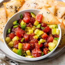 Tuna Tartare with wonton chips
