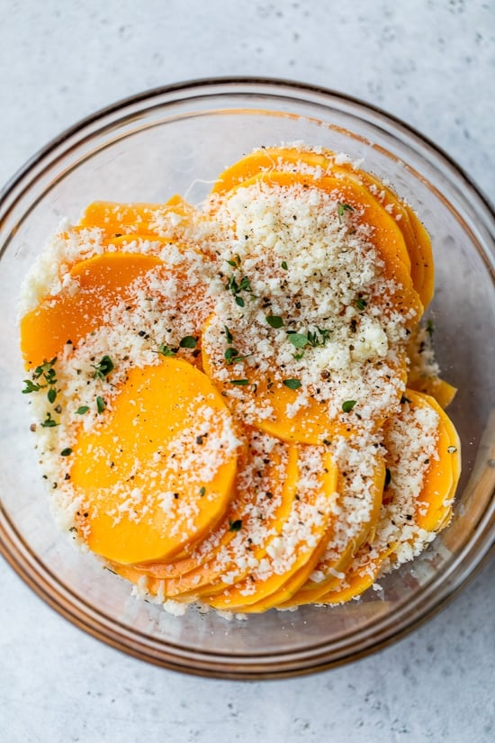 Butternut Squash sliced into thin rounds