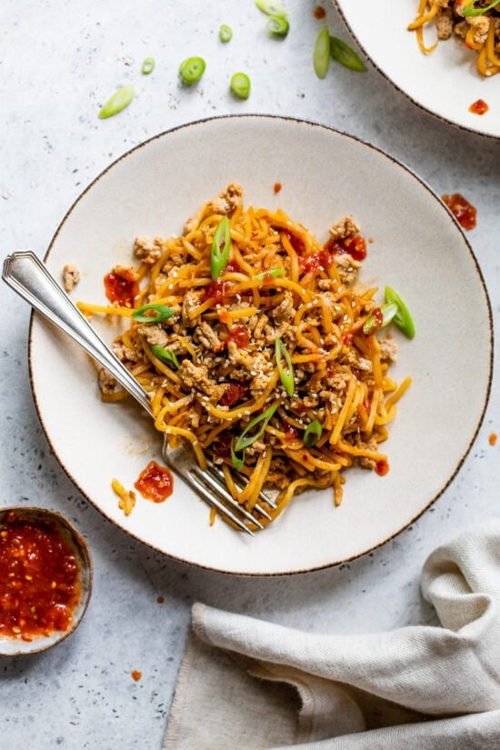 Spicy Hearts of Palm Noodle Stir Fry with Chicken