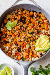 Ground Turkey Skillet with Sweet Potatoes and Black Beans