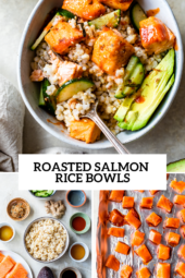 Honey Sriracha Roasted Salmon Rice Bowls