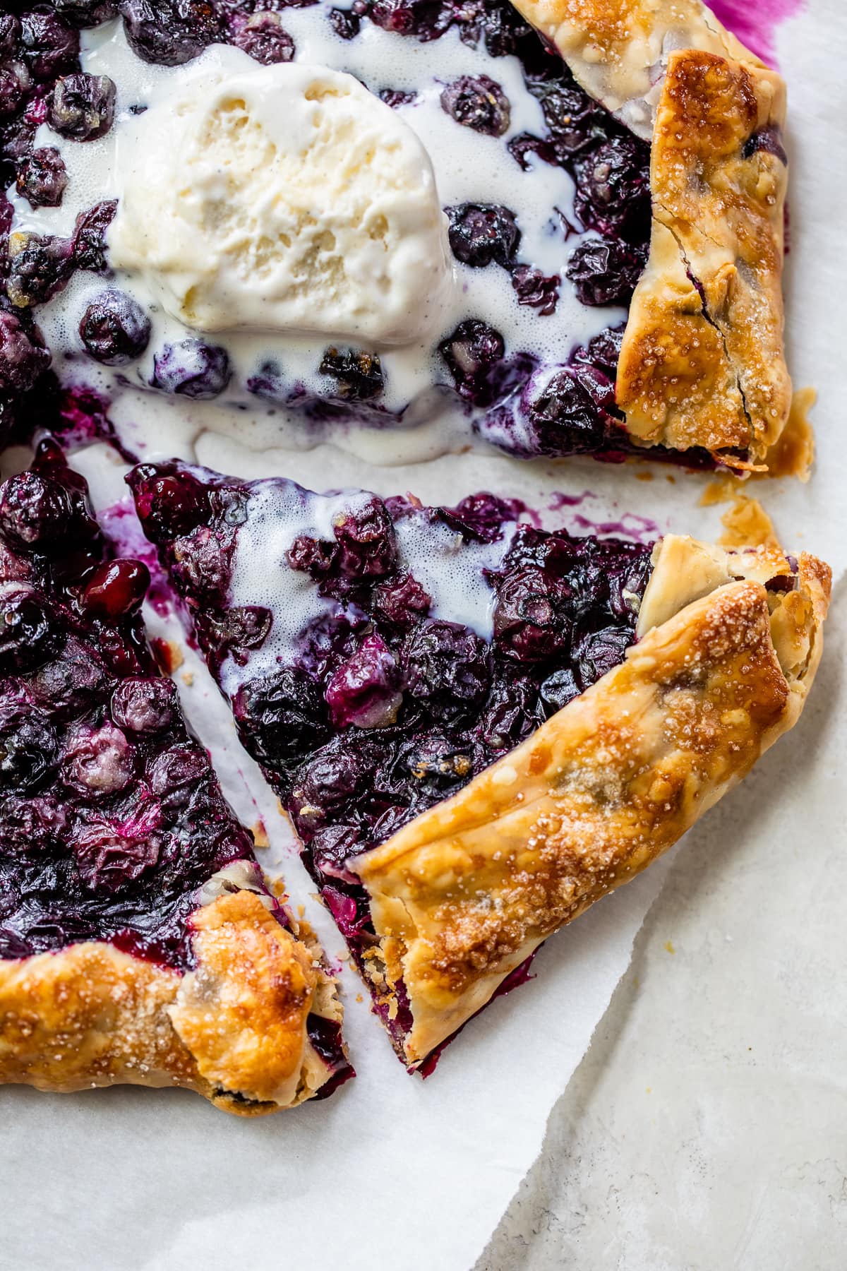 This easy blueberry galette is the perfect dessert to bake when blueberries are in season. Using refrigerated pie dough makes it even faster! Blueberry Galette