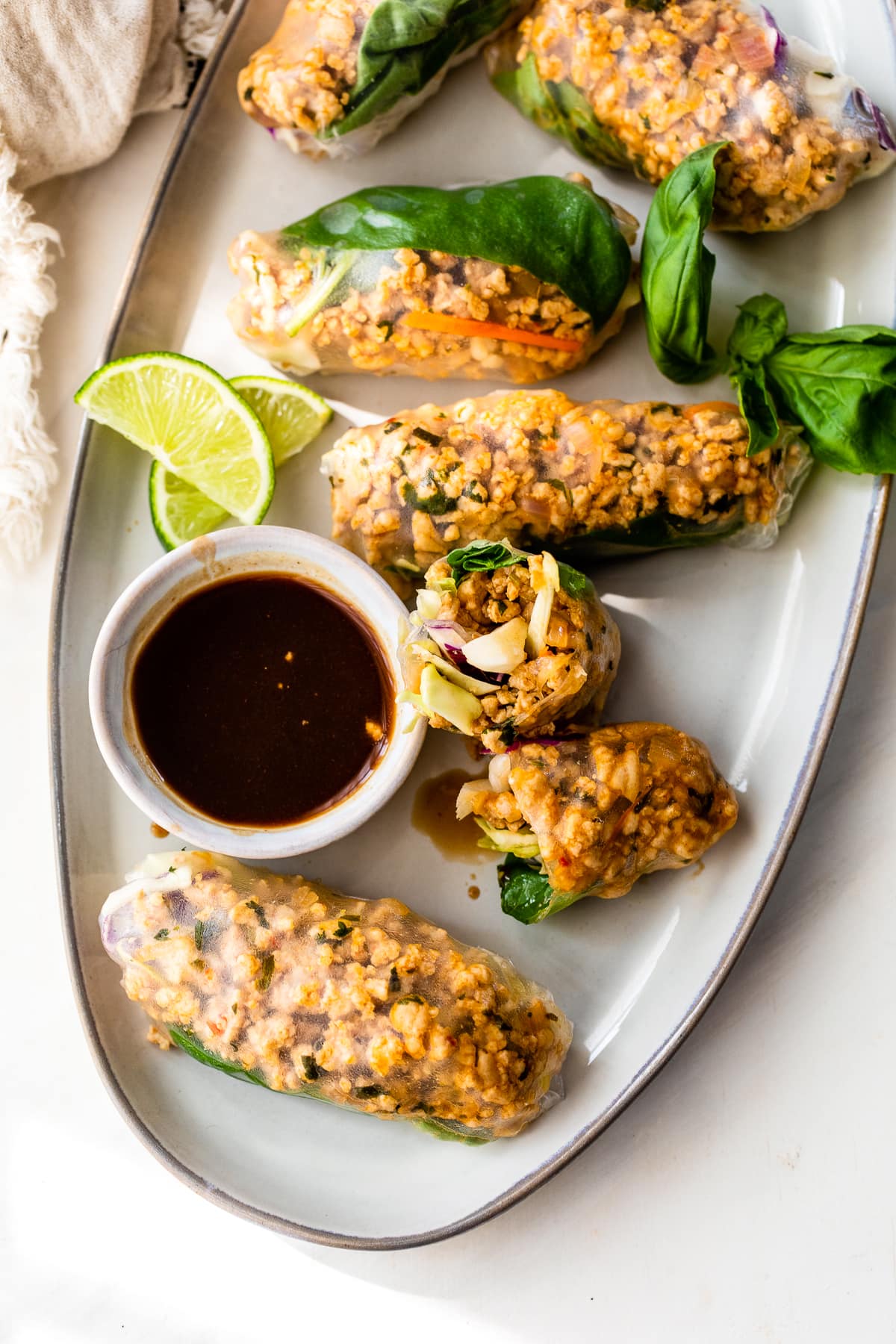 Chicken Summer Rolls with hoisin sauce