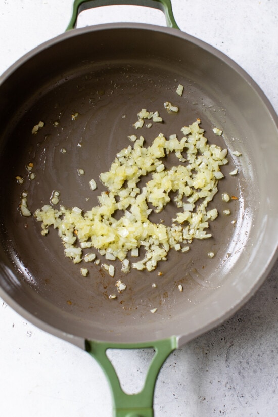 skillet with sauteed onion