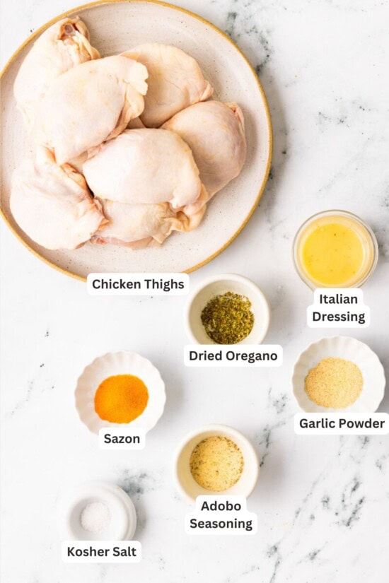 Ingredients for Crispy Baked Chicken Thighs.