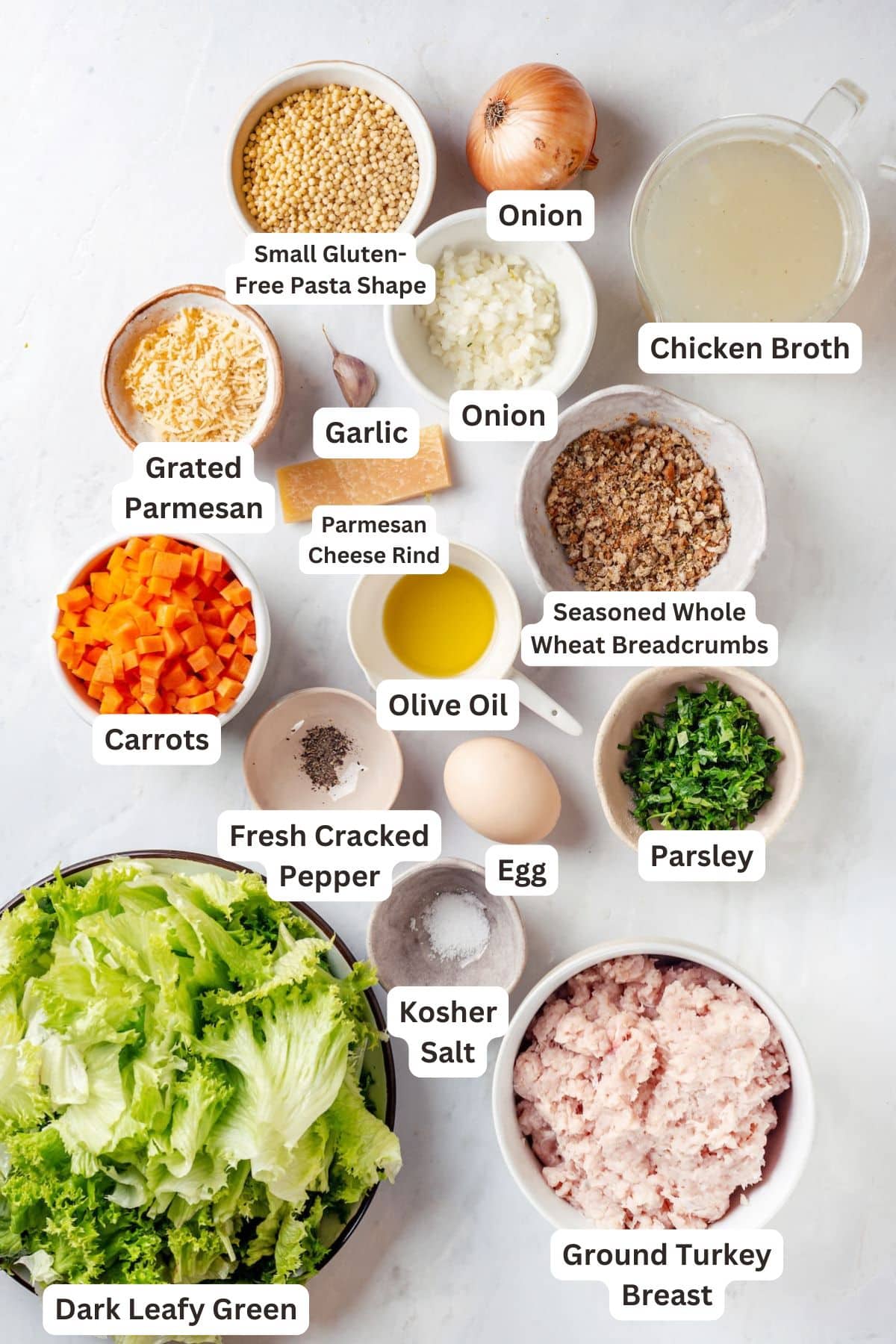Ingredients for Italian Wedding Soup.