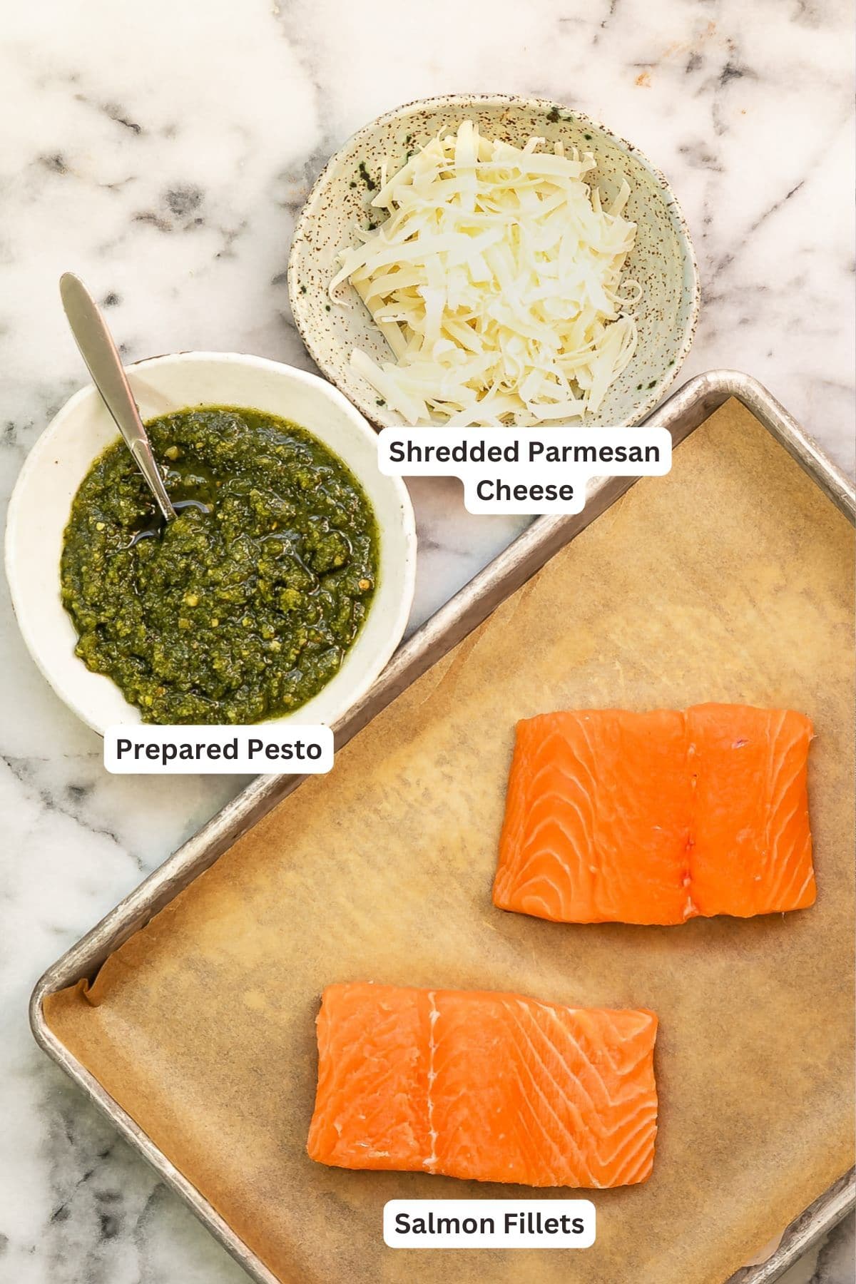 Ingredients for Pesto Salmon.