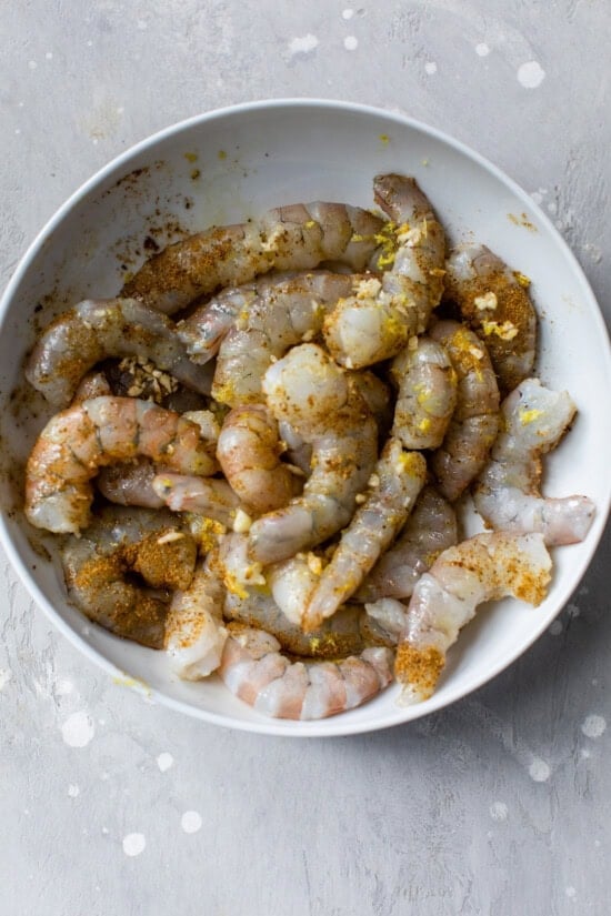 raw shrimp in a bowl