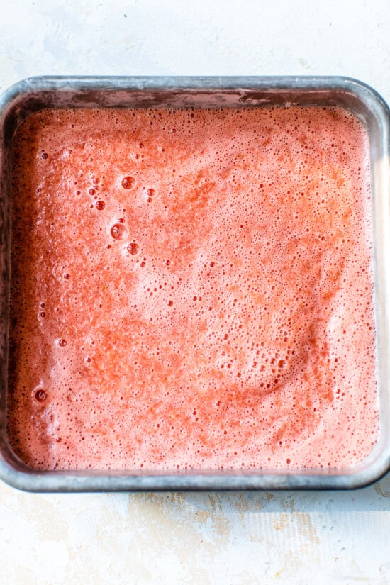 Pour it into a 9x9 inch metal baking pan and freeze.
