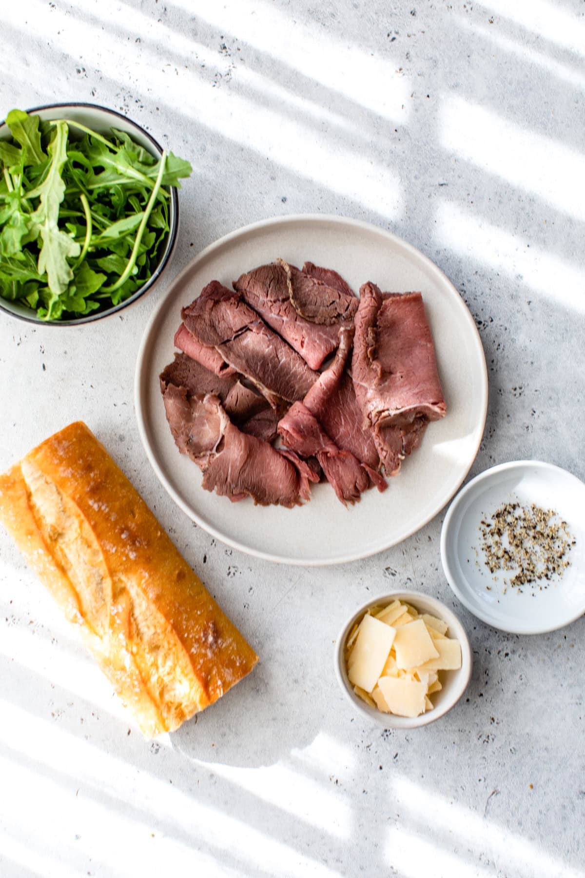 Roast Beef Sandwich with Arugula and Shaved Parmesan