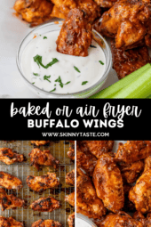 Pinterest title image for Baked or Air Fryer Buffalo Wings