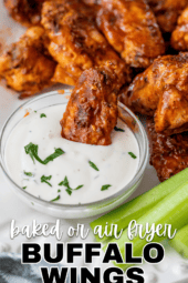 Pinterest title image for Baked or Air Fryer Buffalo Wings