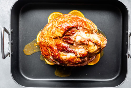 ham on baking dish